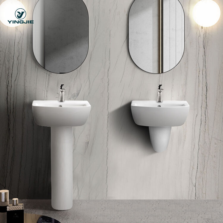 ceramic wash basin sink hand wash basin with wall hung pedestal for bathroom factory