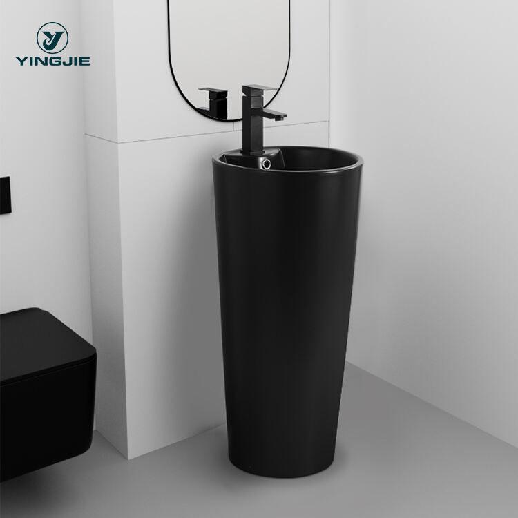 Factory Unique Design Matte Black  High Quality One Piece Customization Pattern Freestanding Basin manufacture