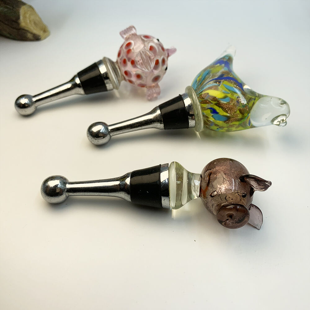 Wholesale hot sale gift  price glass wine stoppers champagne wine whiskey bottle stopper murano glass wine stopper details