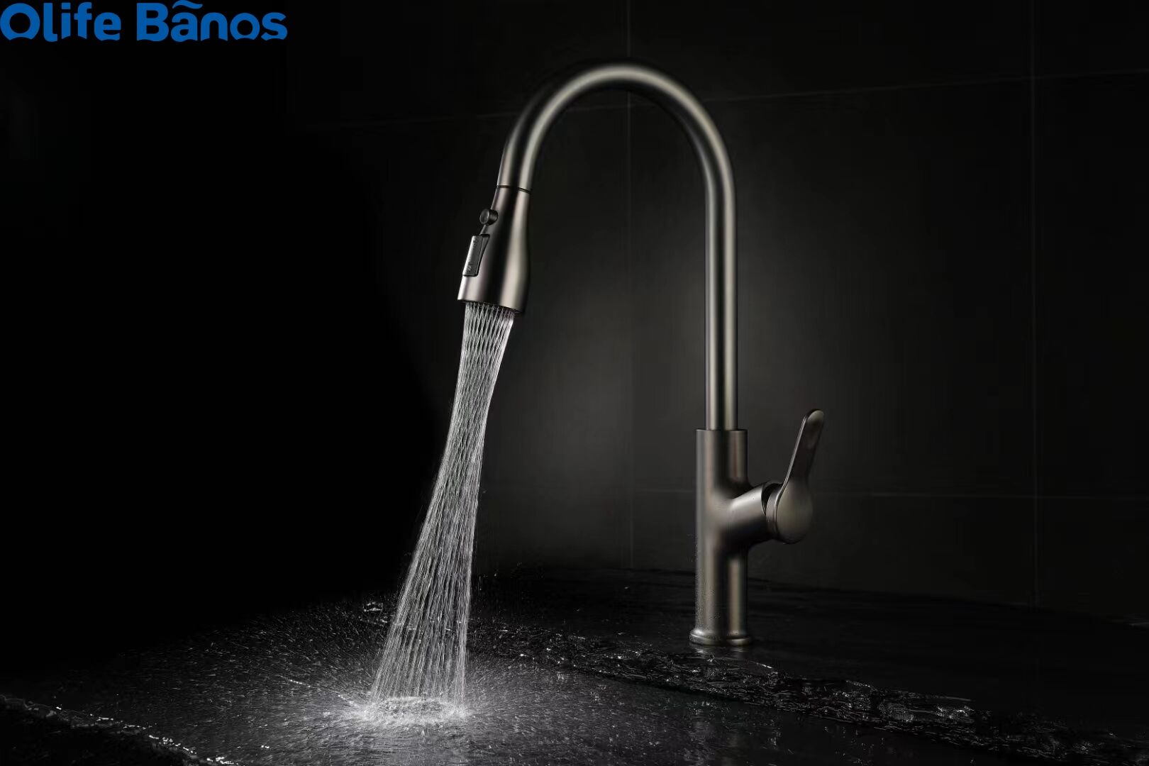 Pull Down Kitchen Sink Faucet Hot and Cold Commercial Spring Sale Black Cheap OEM Style Brass Lead Surface Graphic factory