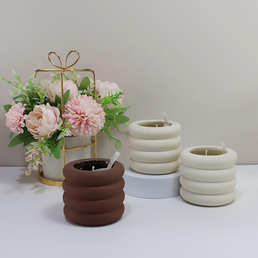 Synwish matte minimalist candle holders vessel candlestick for home decor custom color size design ceramic candle jars with lids supplier