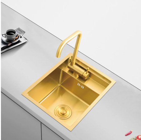 Hidden Brushed Gold Kitchen Sink Single Bowl Bar Small Size Stainless Steel Balcony Sink manufacture