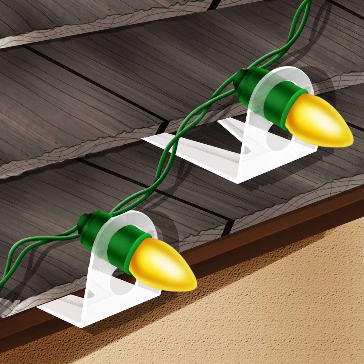 Lights PVC Accessories Christmas L Shape Clip Outdoor String Light Use Plastic Gutter Clip Shingle Tab manufacture