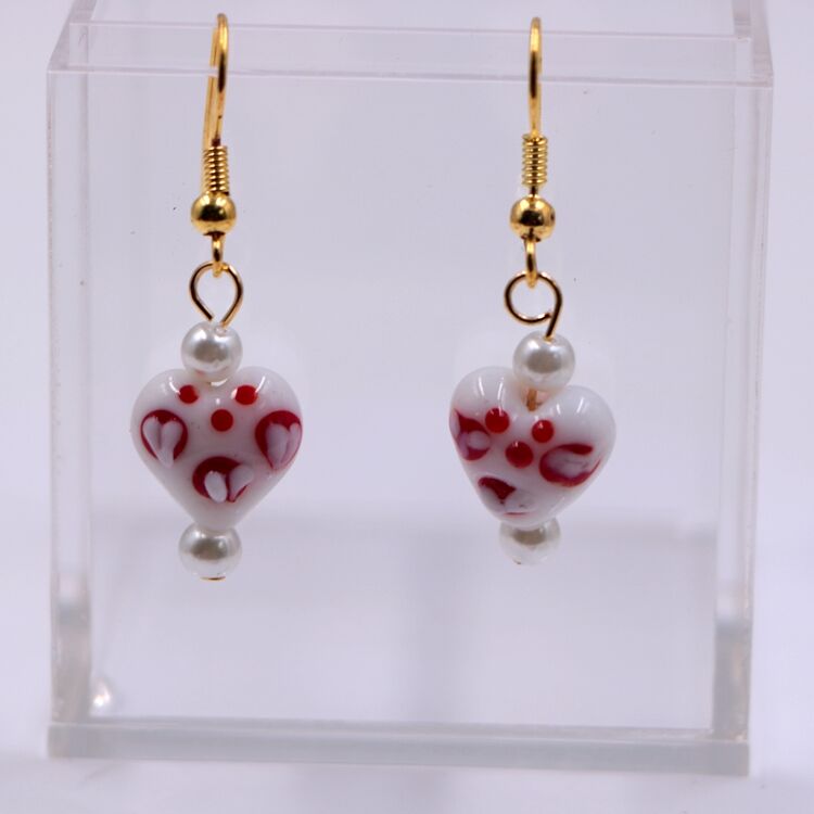 Customized Murano Lampwork Glass Valentine Heart Beads Earring details