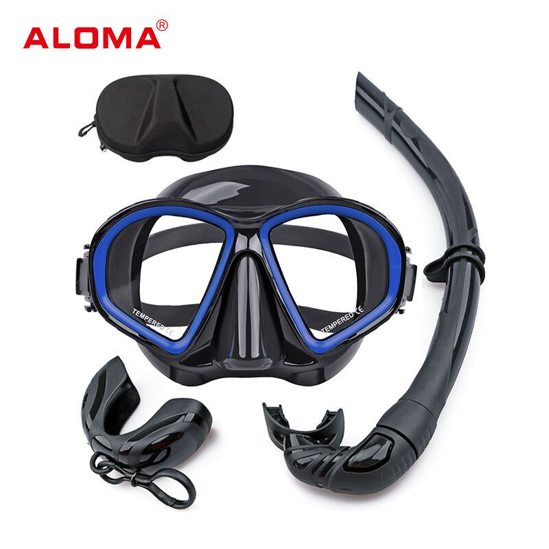 Aloma Hot Sale Snorkeling Mask Waterproof silicone diving mask freediving goggles and wet snorkel set supplier