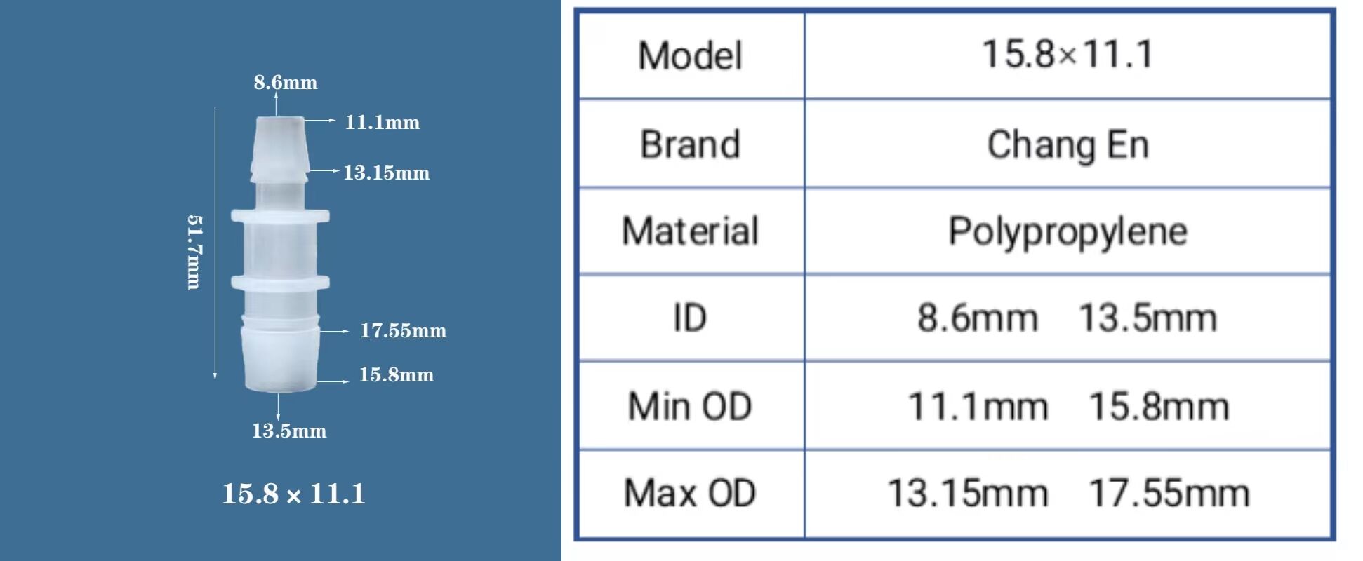 Chang En Variable diameter straight through Medical grade direct access Straight connector manufacture