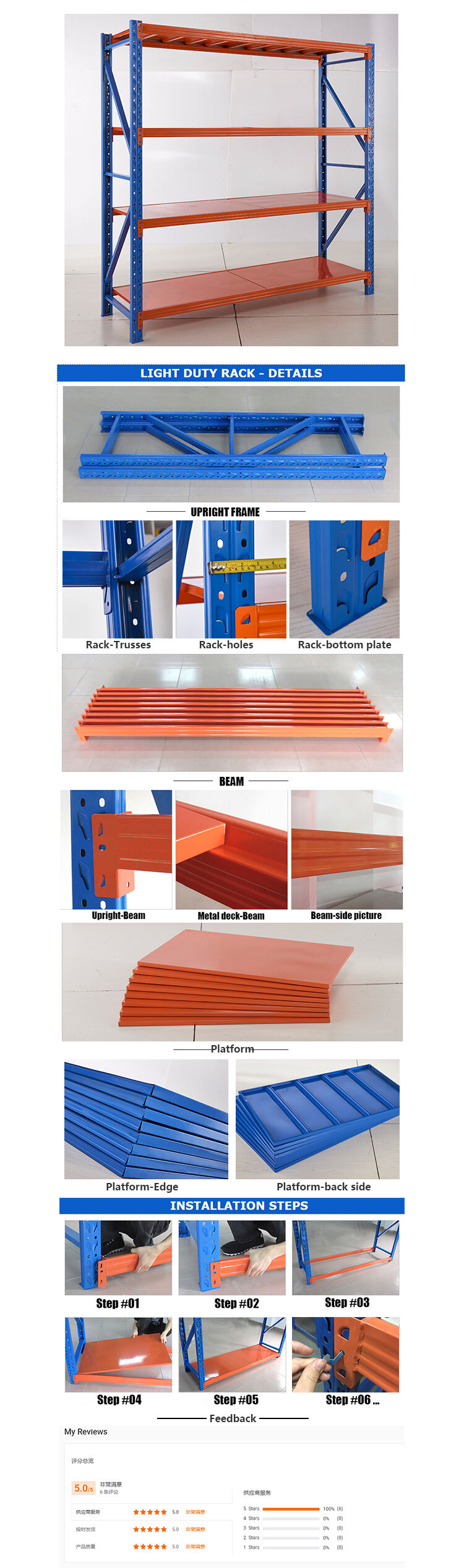 Storage equipment factory rack medium duty assembled iron shelves for goods steel racks for warehouse factory
