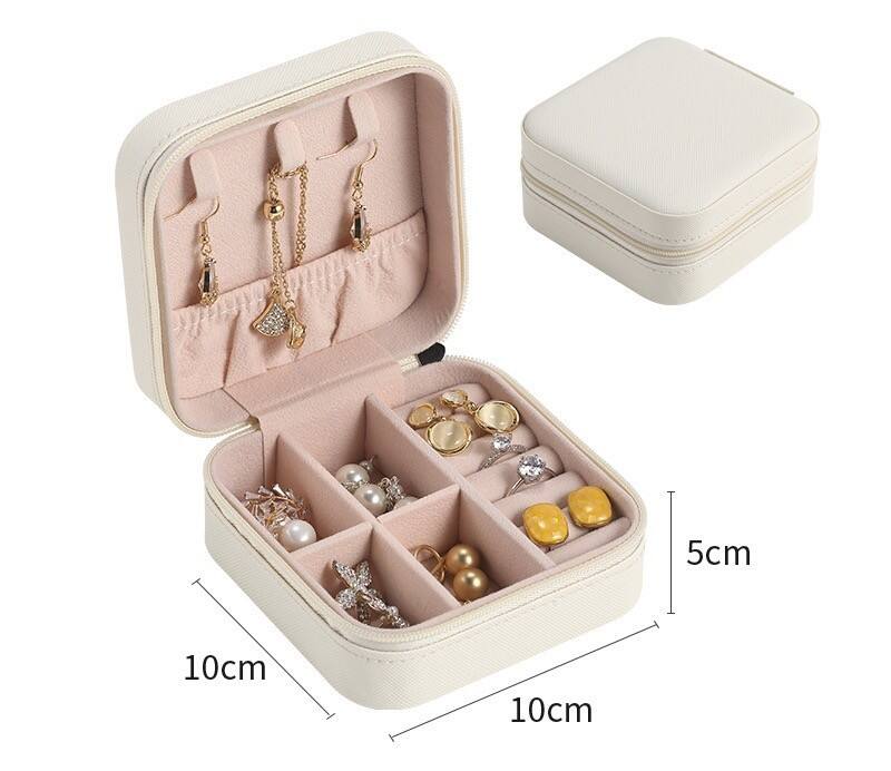 New Products Luxury Travel Jewelry Boxes With Logo Pink White Pu Leather Jewelry Organizer Box Organizer factory