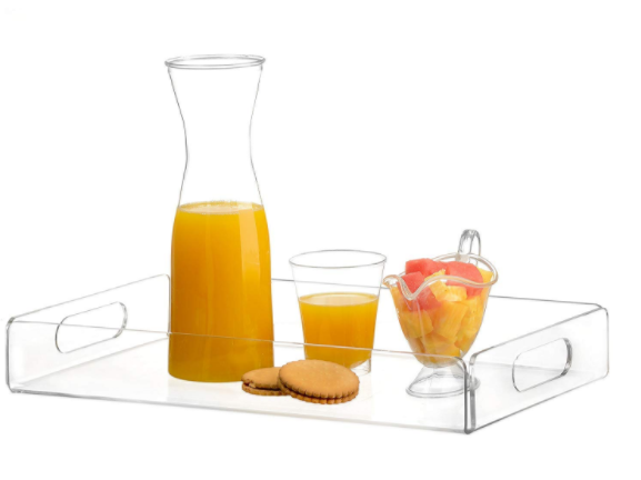 Clear Serving Tray-  Large Premium Acrylic Tray for Coffee Table, Breakfast, Tea, Food, Decorative Display manufacture