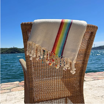 QK Rainbow Colorful Style Custom Logo 100% Cotton Quick Dry Hamaman Turkish Beach Bath Towel Manufacturers OEM & ODM Supported manufacture