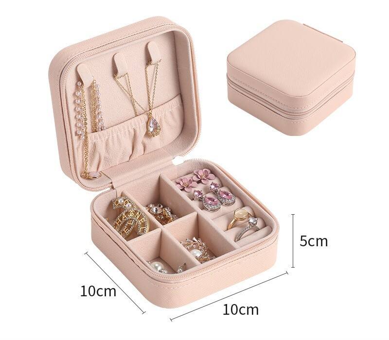 New Products Luxury Travel Jewelry Boxes With Logo Pink White Pu Leather Jewelry Organizer Box Organizer manufacture