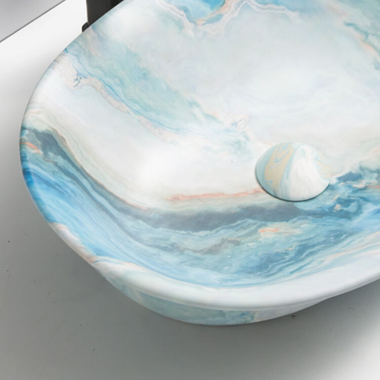 modern high quality countertop bathroom ceramic art designs marble wash basin for hotel supplier