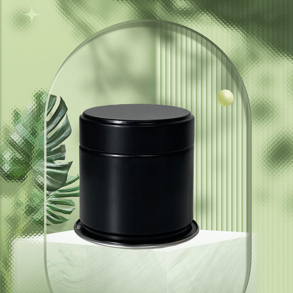 Wholesale black round welding  matcha tin tea white silver aluminum jar 30g easy open ring pull matcha tin can details