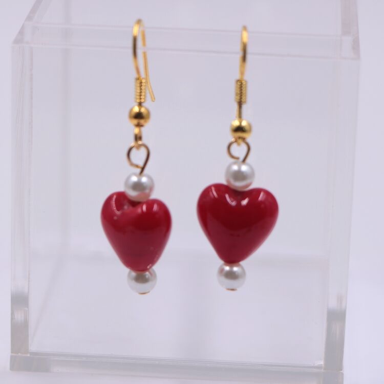 Customized Murano Lampwork Glass Valentine Heart Beads Earring supplier