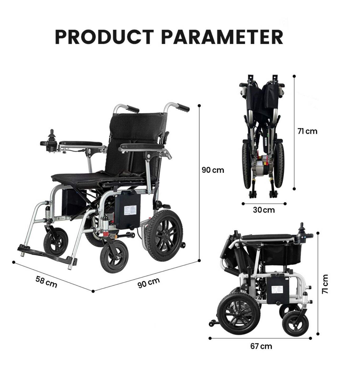 Ksm-509 Disabled Foldable Power Lightweight Only 16.5 Kgs Electric Wheelchair Remote Wheel Chair with Lithium Battery manufacture