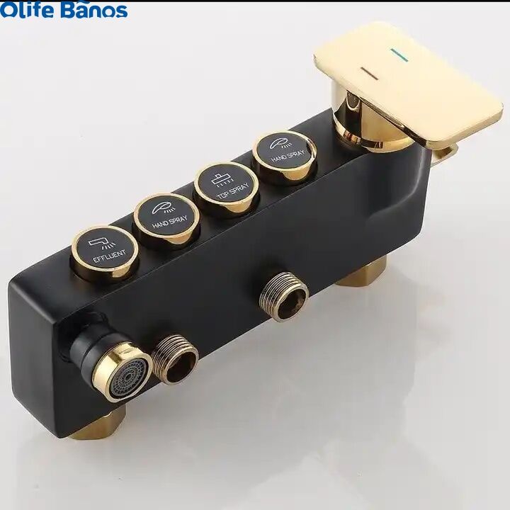 Olife Banos Bathroom Shower System Senducs Black Gold Bathtub Mixer Faucet Hot Cold Bathroom Tap Thermostatic Shower Set supplier