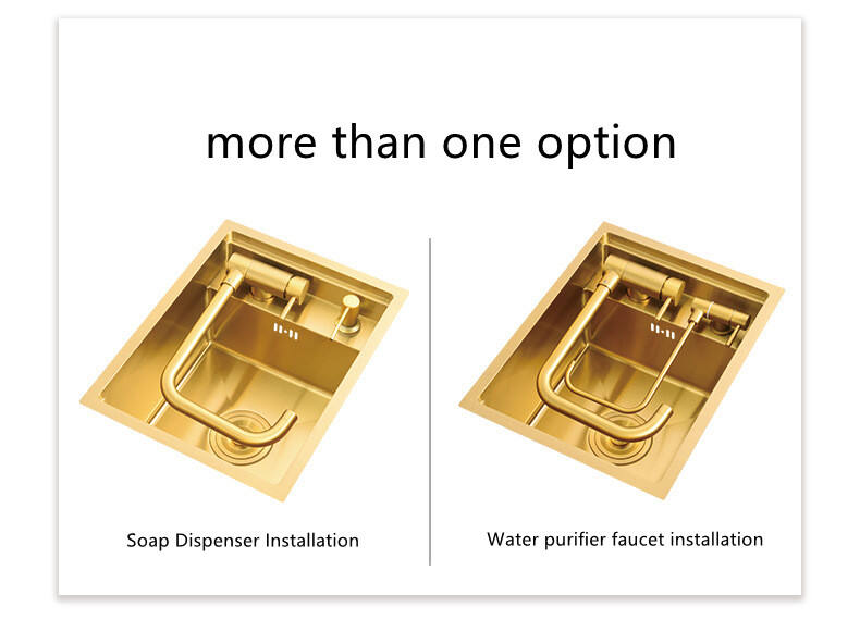 Hidden Brushed Gold Kitchen Sink Single Bowl Bar Small Size Stainless Steel Balcony Sink supplier