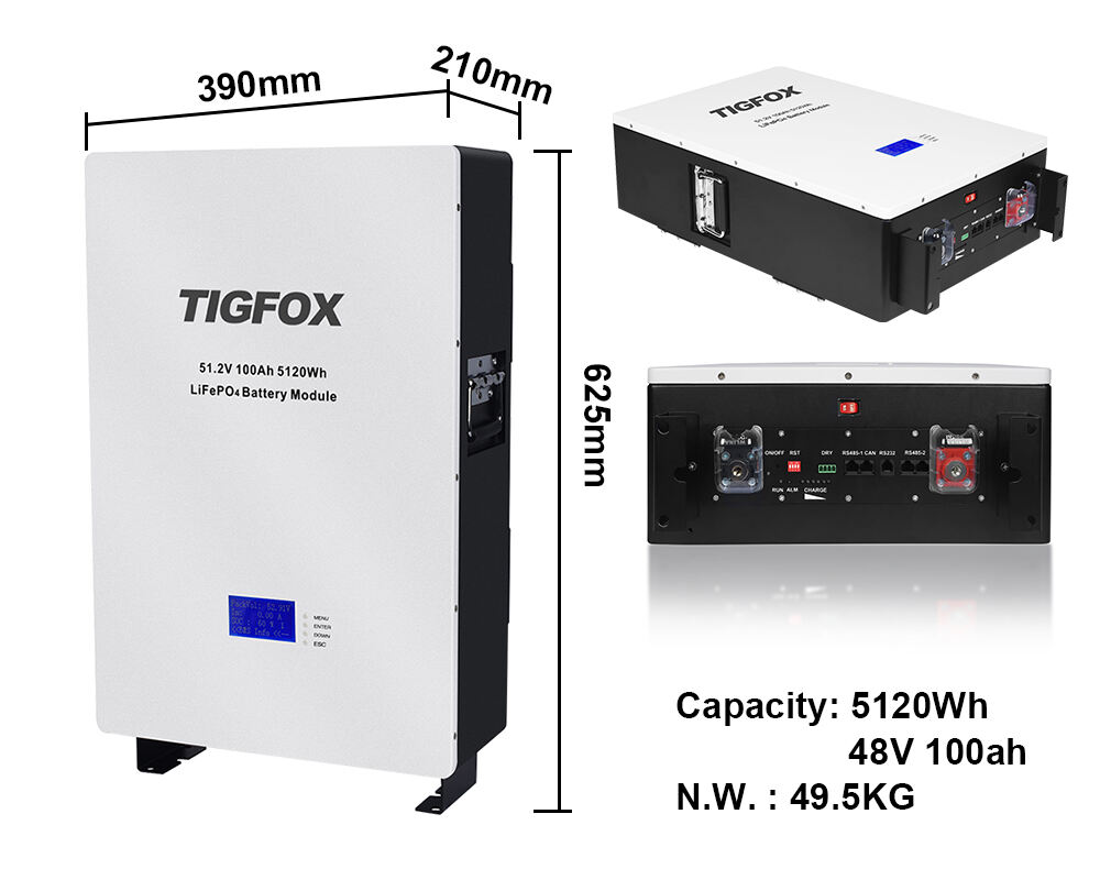 TIGFOX off grid hybrid 48v battery energy storage solar mounted 51.2v 200ah 100ah lifepo4 48v battery 5kw solar power system supplier