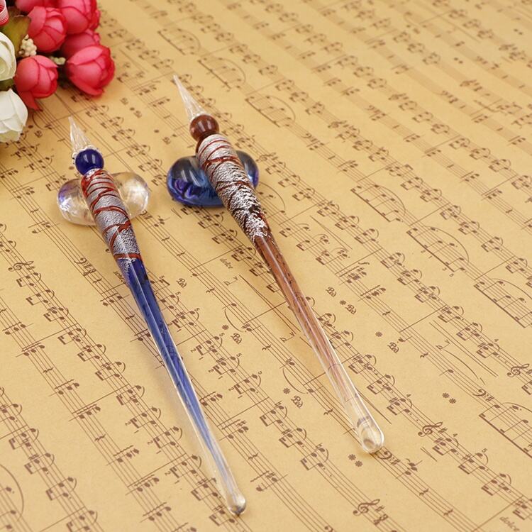 Handmade Borosilicate Murano Glass Dip Pen Holder factory