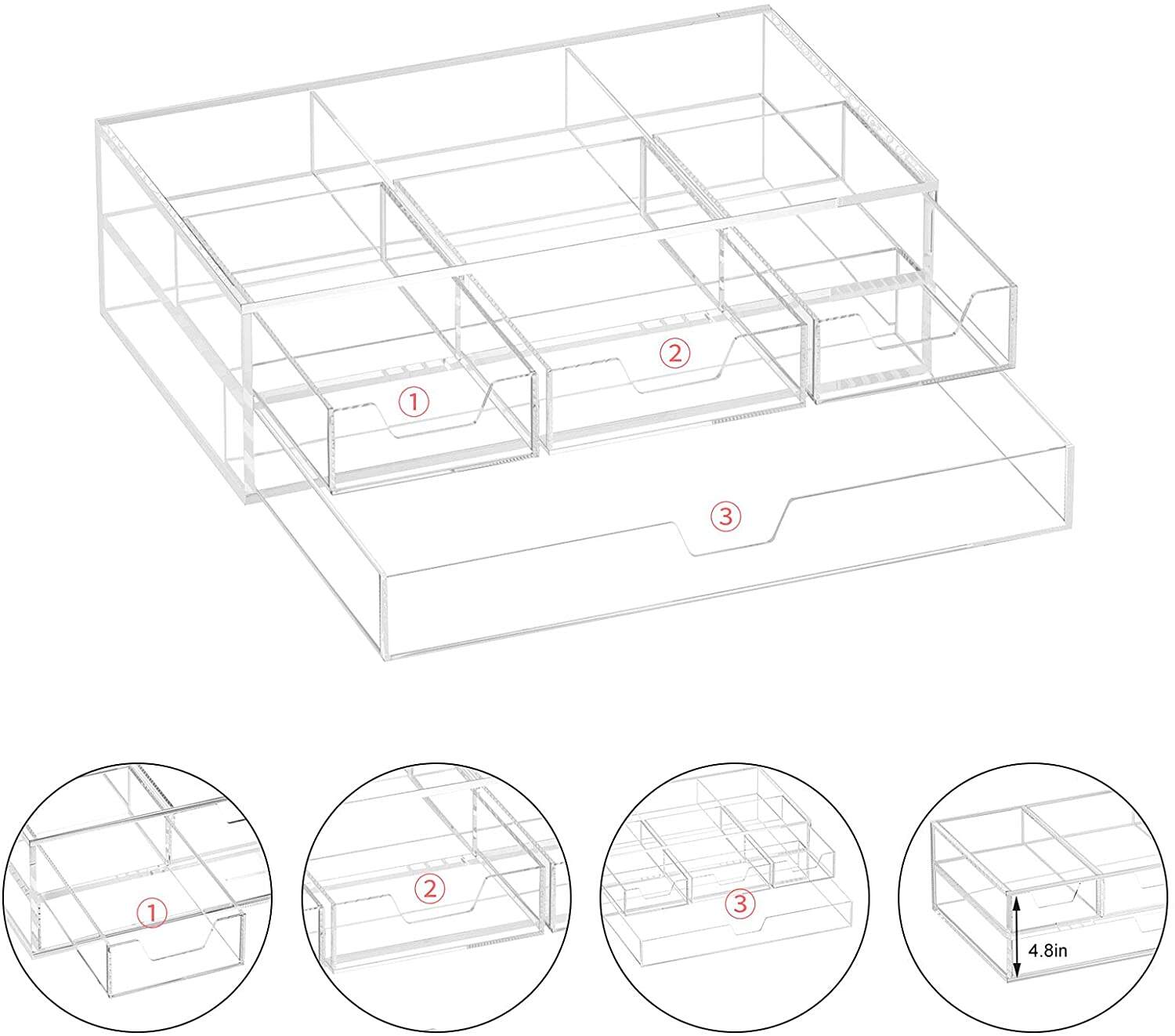 Wholesale factory supply acrylic laptop stand Acrylic Monitor Stand with Drawer manufacture