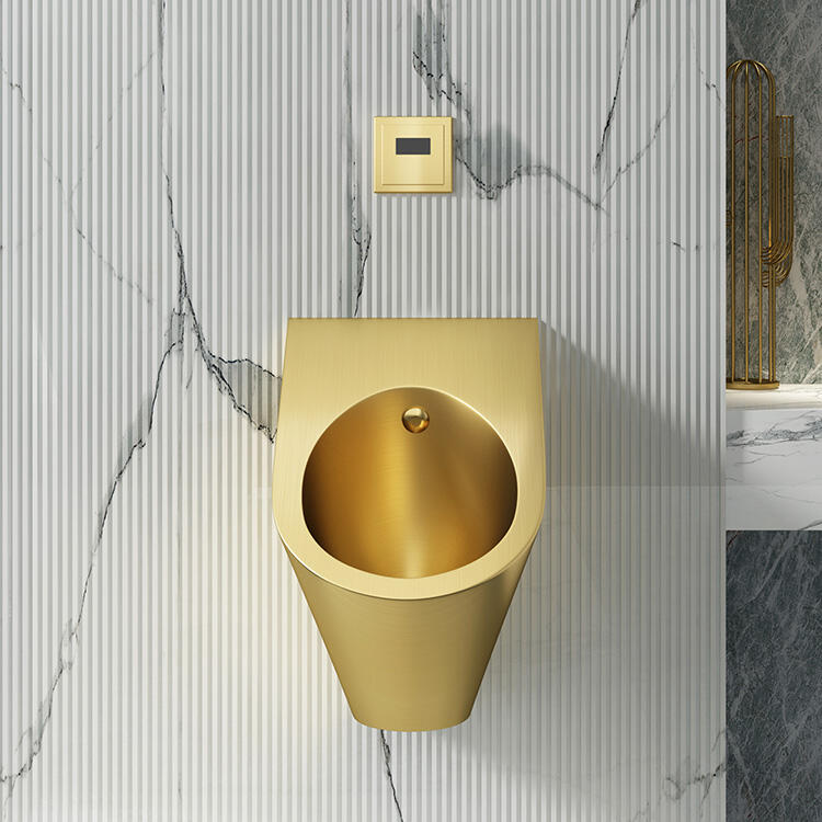 OEM Custom SS304 Gold Male toilet Wall Mounted Oval Waterless Bathroom Stainless Steel Sensor Urinal for Men details