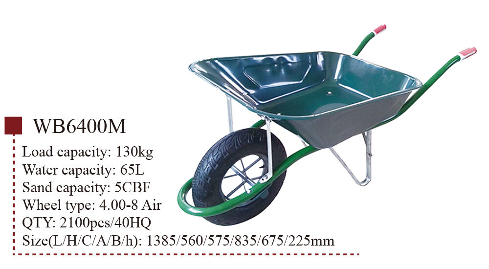 WB6400M Garden Wheelbarrow, Wheel Barrow for Construction Building, with 4.00-8 Pneumatic Wheel  factory