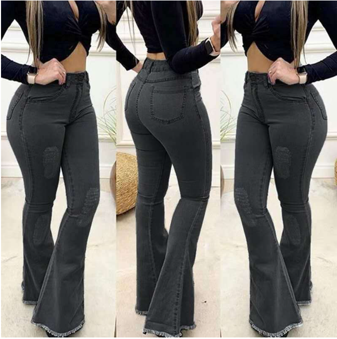 Mid-waist Lace-up Denim Trousers factory
