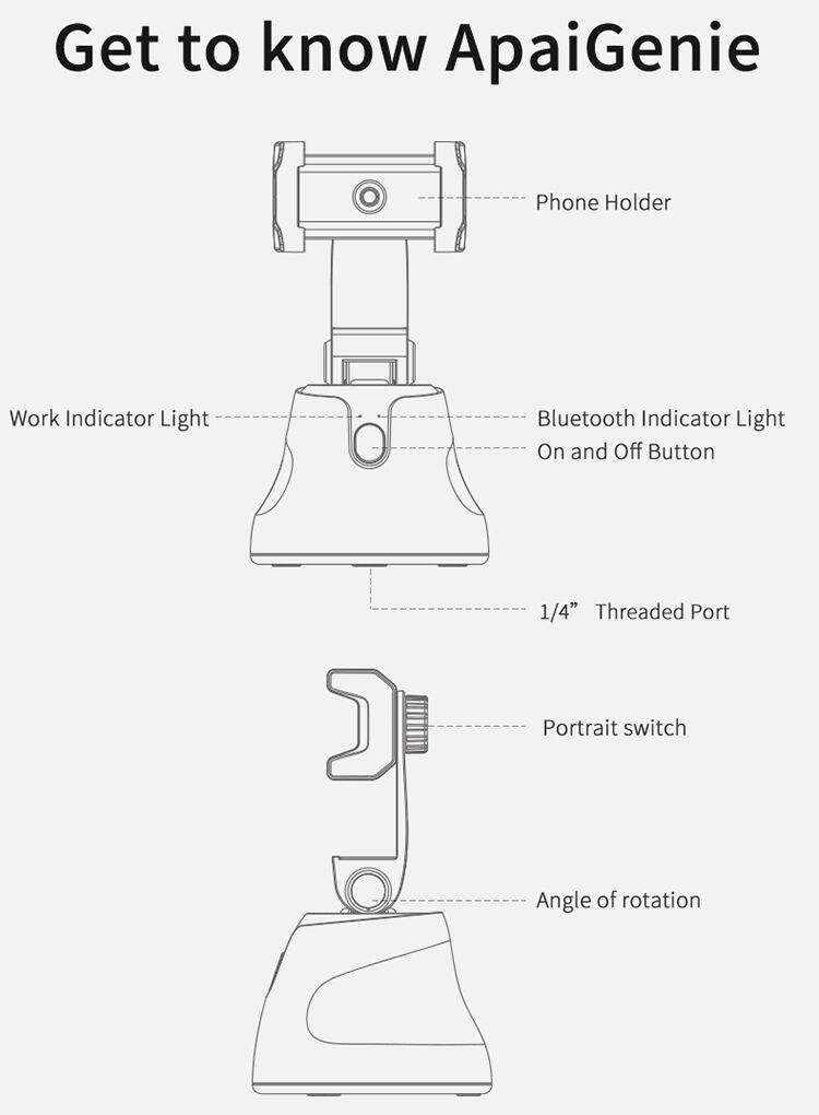 Vlog Shooting Rotation Auto Face Object Tracking Camera Tripod Holder Smart Shooting Cell Phone Camera Mount Holder factory