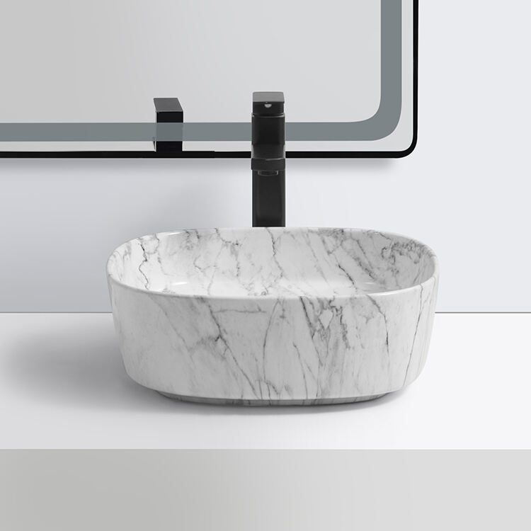 Modern Marble Bathroom Sink White Round Marble Basin factory