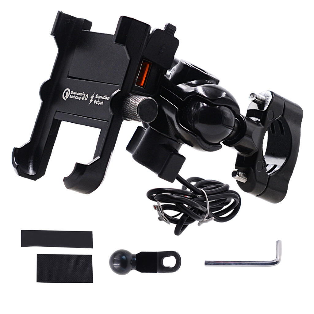 Laudtec Universal Motorcycle Phone Bracket Rechargeable QC3.0 Fast Charge Bicycle Mobile Phone Holder Stand factory