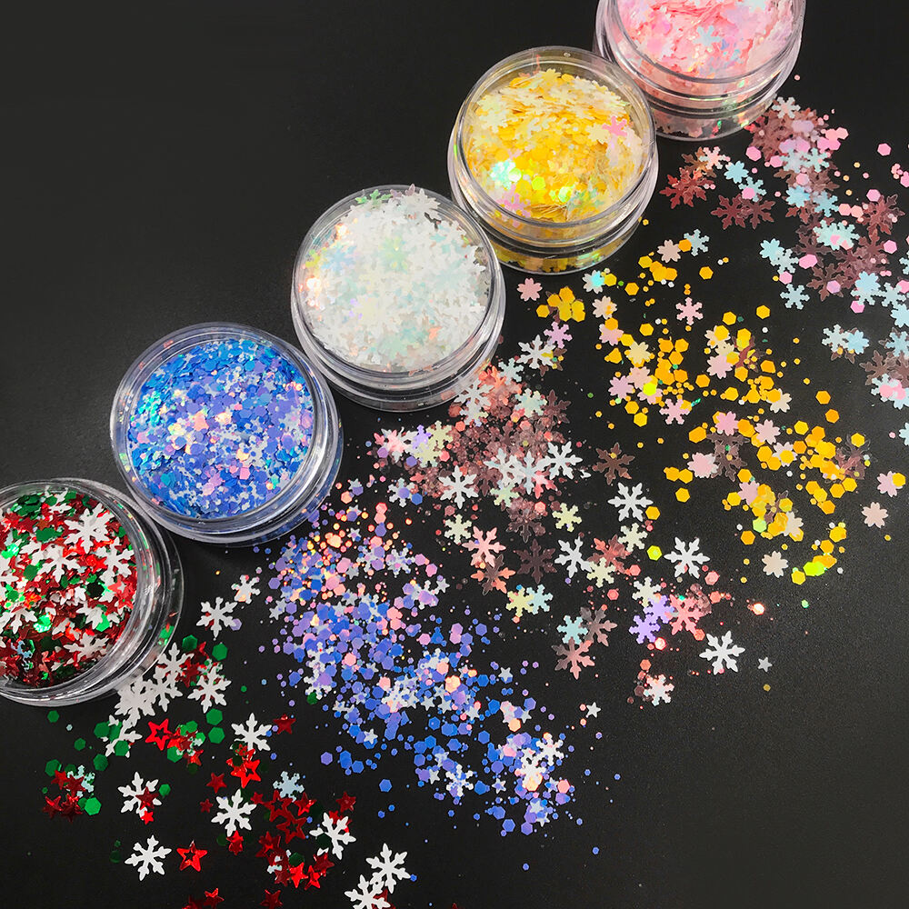 Customized new Christmas glitter blue mix wholesale different chunky glitter in stocks