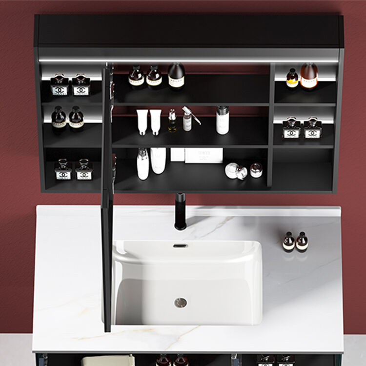 bathroom modern wall vanity cabinet with single sink mirror for hotel supplier