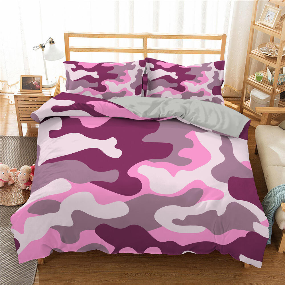 Custom camouflage 3d printed comforter bedding set designer sheet set king size luxury supplier