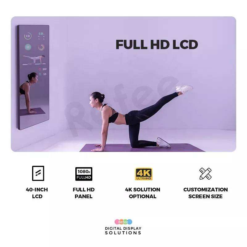 Smart home exercise mirror Android/Window smart fitness mirror AI artificial intelligence smart Gym Yoga dance Exercise mirror factory