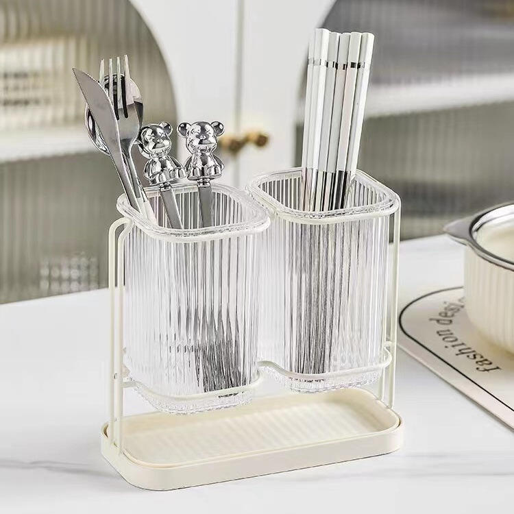 Transparent simple light luxury chopsticks drum wall hanging drain shelving chopsticks storage box kitchen supplier