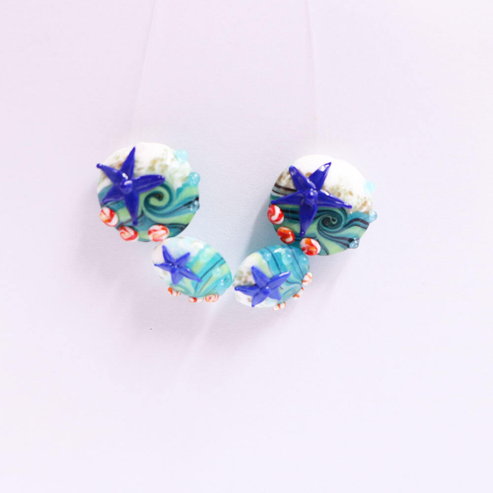 16mm 20mm Colorful Jewelry Making  Handmade Murano Lampwork Sea Starfish Round  Glass Bead factory