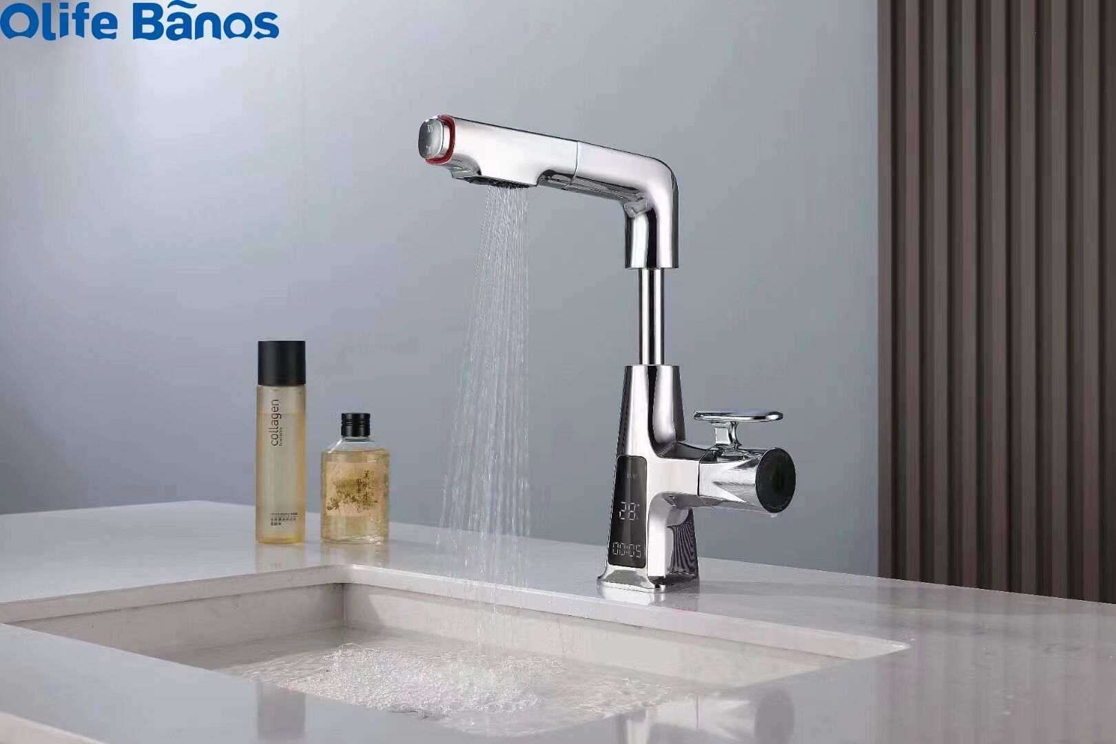 Hot Sale Pull Out  Brass Gunmetal Chrome  Digital Display Temperature Lavatory Basin Mixer Tap Sink Faucet supplier