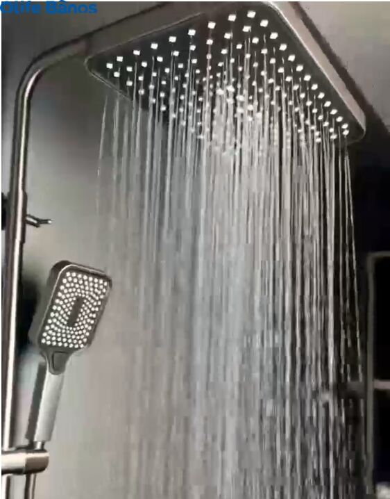 Piano key design thermostatic digital shower system solid brass metal gun grey exposed shower faucet set bathroom factory