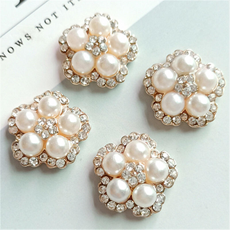 Fancy sewing decorative flowers metal pearl shank buttons for clothes coat