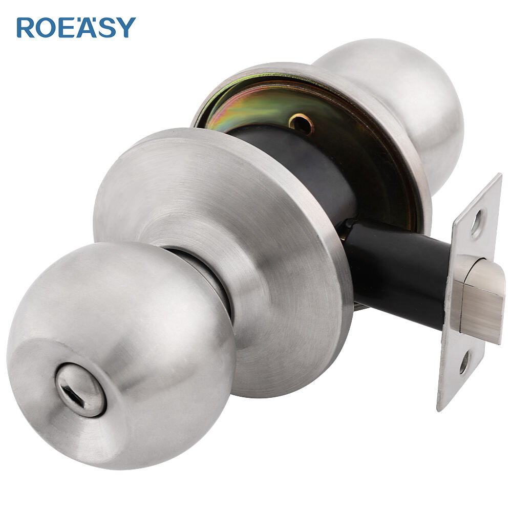 ROEASY 587SS-bk Doorknob Privacy Bathroom Bedroom Interior Safe Keyed Entry Door Tubular Knob Door Lock