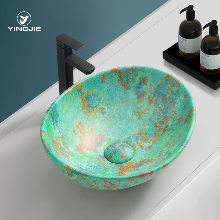 new design green marble unique basin washing sink for bathroom