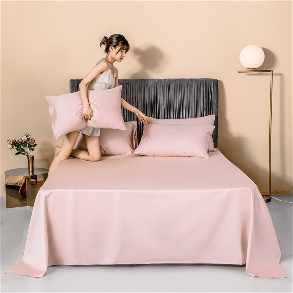 60s 100% cotton bed sheet pillowcase washable cotton bed 4 piece set long staple cotton bedding set manufacture