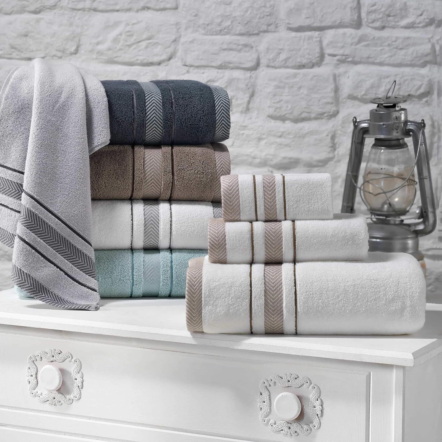 2024 New Home Hotel use 100% Soft Cotton Terry  Luxury White Grey 70x140cm Bath Hand Face Towel 3-pcs Sets Customizable manufacture