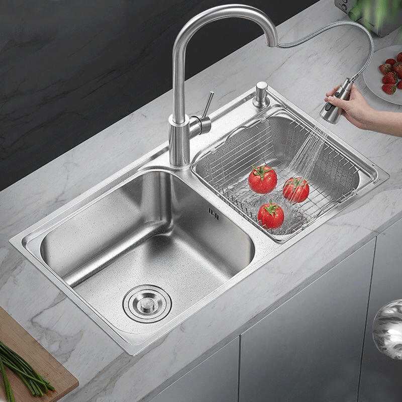 Discount Price Cheap Hot Sale Stainless Steel 304 Double Bowl  Kitchen Sink With Strainer details