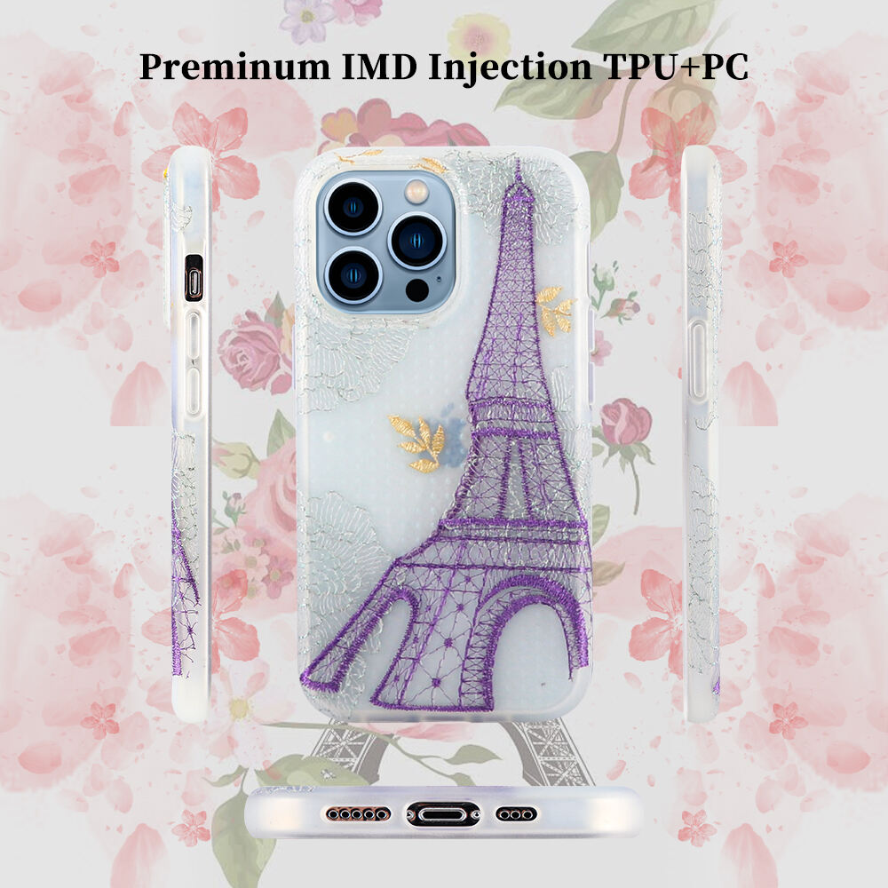 Laudtec Custom Designer Hybrid TPU PC Hard Transparent Embroidery Cute Phone Case for iPhone 14 Series Cases Luxury Design manufacture