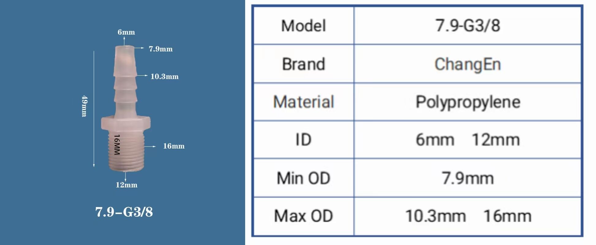 Chang En Plastic PP Male Thread Pagoda Straight Connector Quick Connect Fitting OEM Customizable Smooth Polypropylene Plug Head supplier