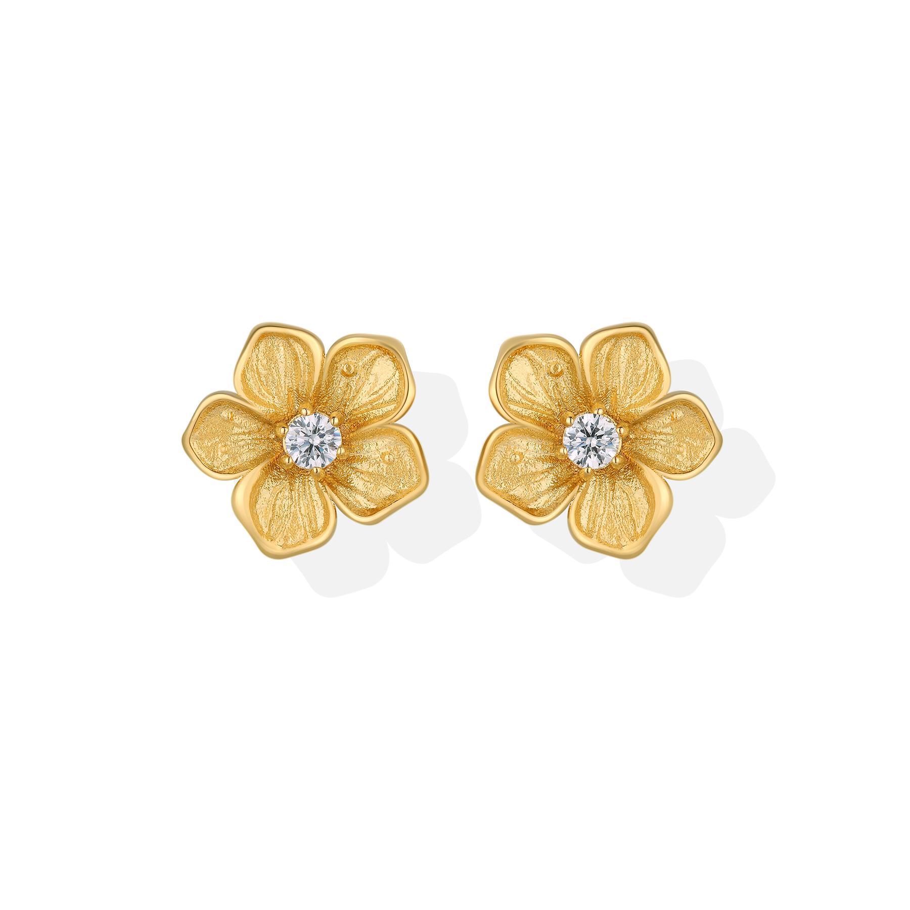 The Trendy Design Peach Blossom Gold Plating Flower Stud Earrings