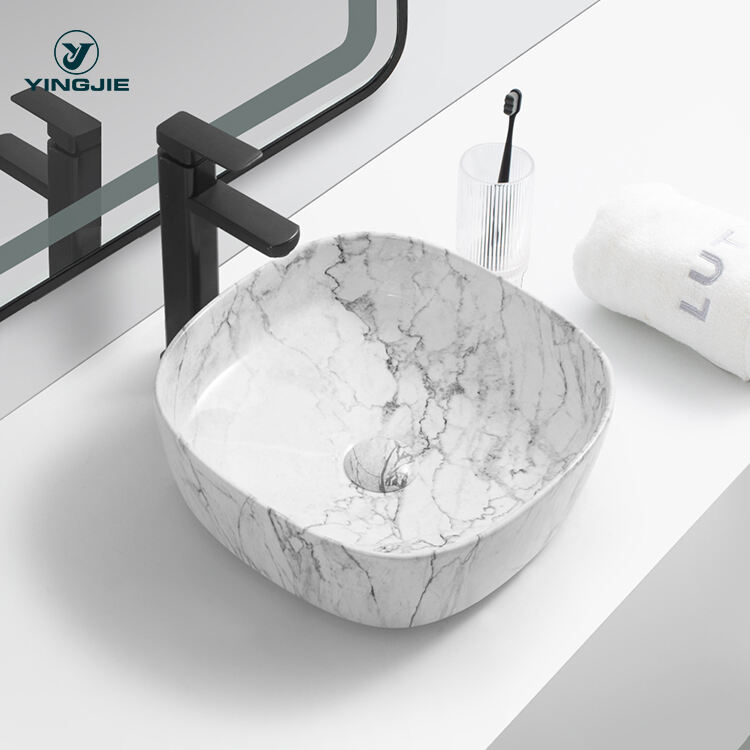 Modern Marble Bathroom Sink White Round Marble Basin