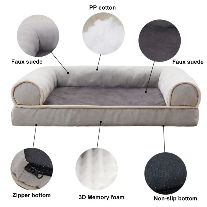 Pet Sofa Solid Orthopedic Memory Foam Luxury Pet Bed Washable Large Cushion Lounge Dog Bed with non-slip bottom supplier