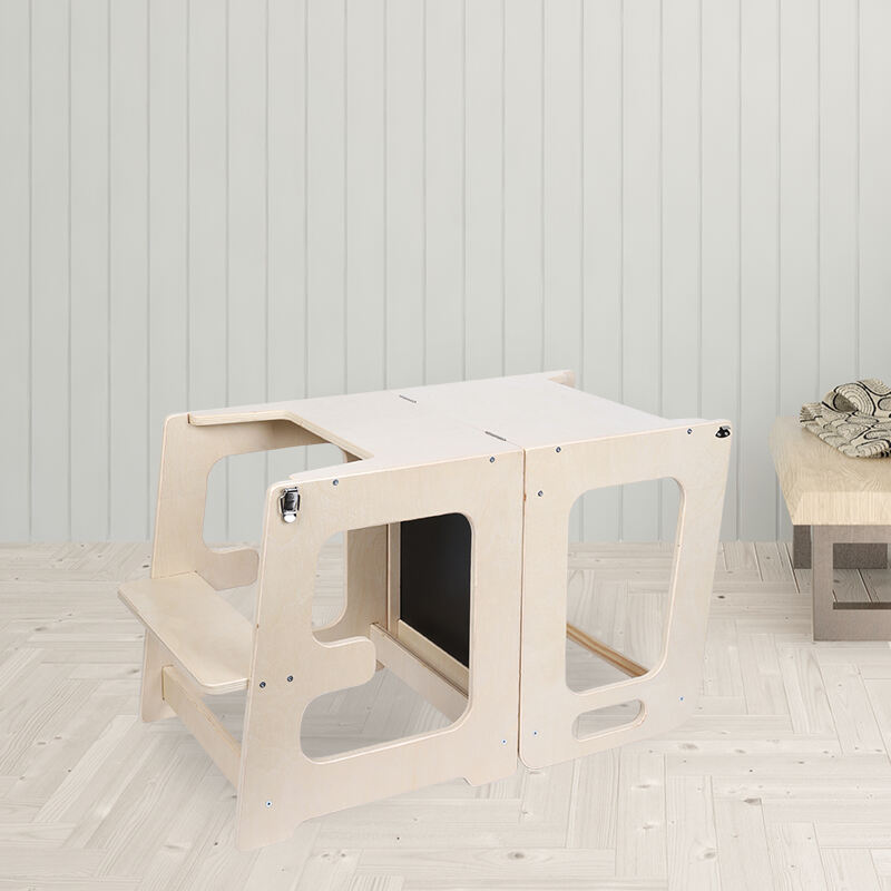 Tabouret d'aide à la cuisine pour tout-petits, tour d'apprentissage pliante en bois, tabouret à hauteur réglable Montessori, tour d'apprentissage de cuisine pour enfants, fournisseur